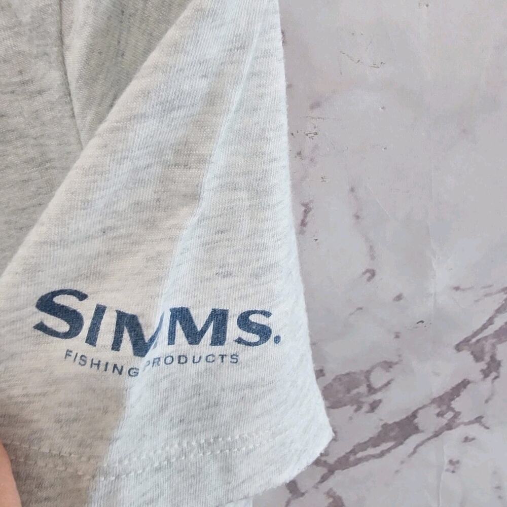 Simms T Shirt Womens Large Gray Blue Fish Short Sleeve Crew Neck - Picture 8 of 11